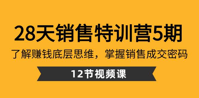 28天·销售特训营5期：了解赚钱底层思维，掌握销售成交密码（12节课）-万利网