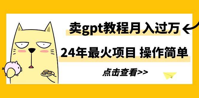 24年最火项目，卖gpt教程月入过万，操作简单-万利网
