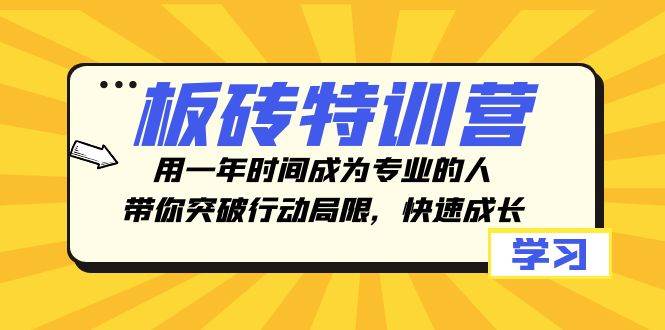 板砖特训营，用一年时间成为专业的人，带你突破行动局限，快速成长-万利网