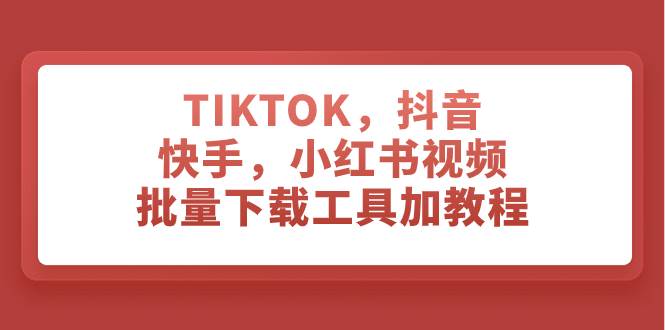 TIKTOK，抖音，快手，小红书视频批量下载工具加教程-万利网