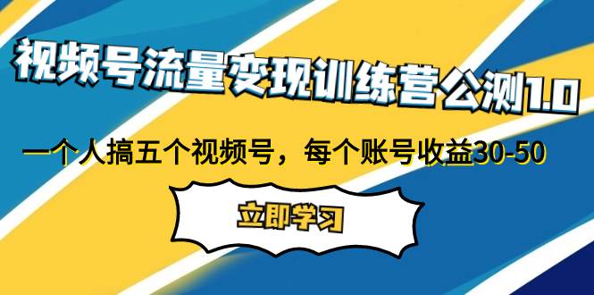 视频号流量变现训练营公测1.0：一个人搞五个视频号，每个账号收益30-50-万利网