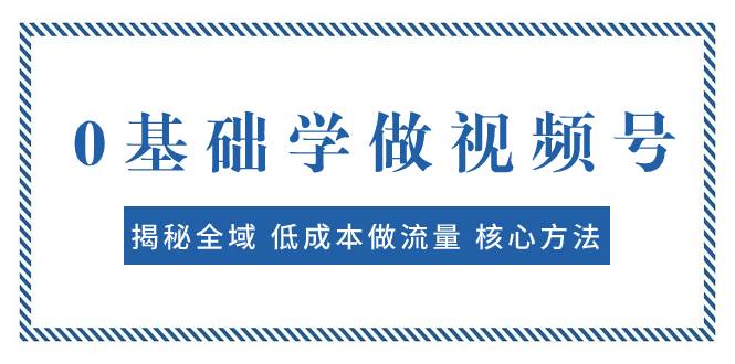 0基础学做视频号：揭秘全域 低成本做流量 核心方法  快速出爆款 轻松变现-万利网