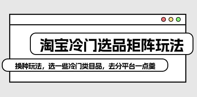 淘宝冷门选品矩阵玩法：换种玩法，选一些冷门类目品，去分平台一点羹-万利网