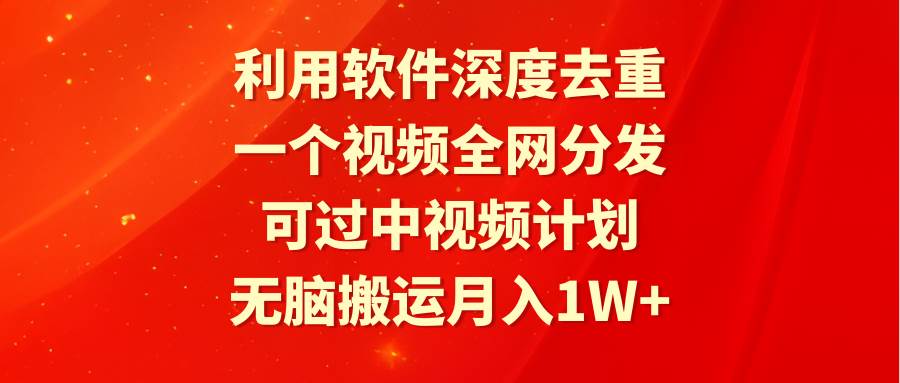 利用软件深度去重，一个视频全网分发，可过中视频计划，无脑搬运月入1W+-万利网