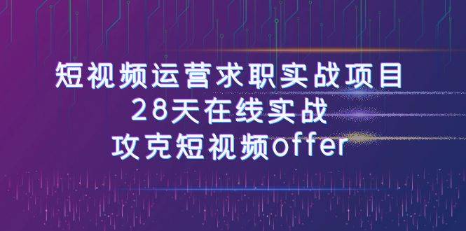 短视频运-营求职实战项目，28天在线实战，攻克短视频offer（46节课）-万利网