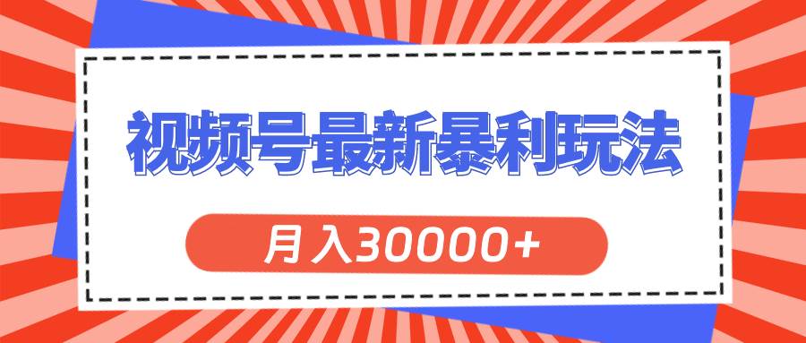 视频号最新暴利玩法，轻松月入30000+-万利网