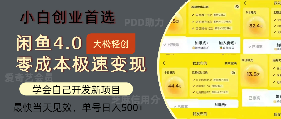 闲鱼0成本极速变现项目，多种变现方式，单号日入500+最新玩法-万利网