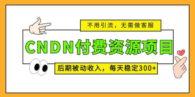 CNDN付费资源项目，不用引流，无需做客服，后期被动收入-万利网