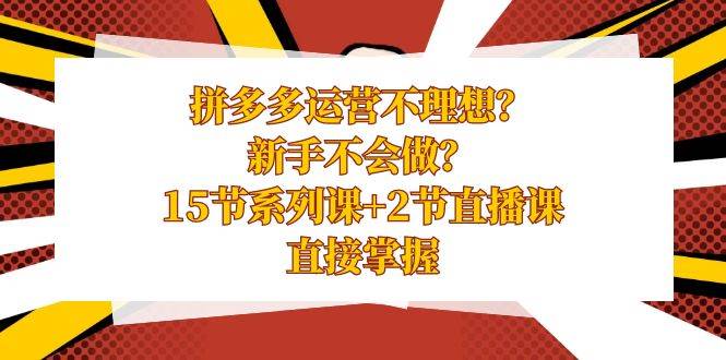 拼多多运营不理想？新手不会做？15节系列课+2节直播课，直接掌握-万利网