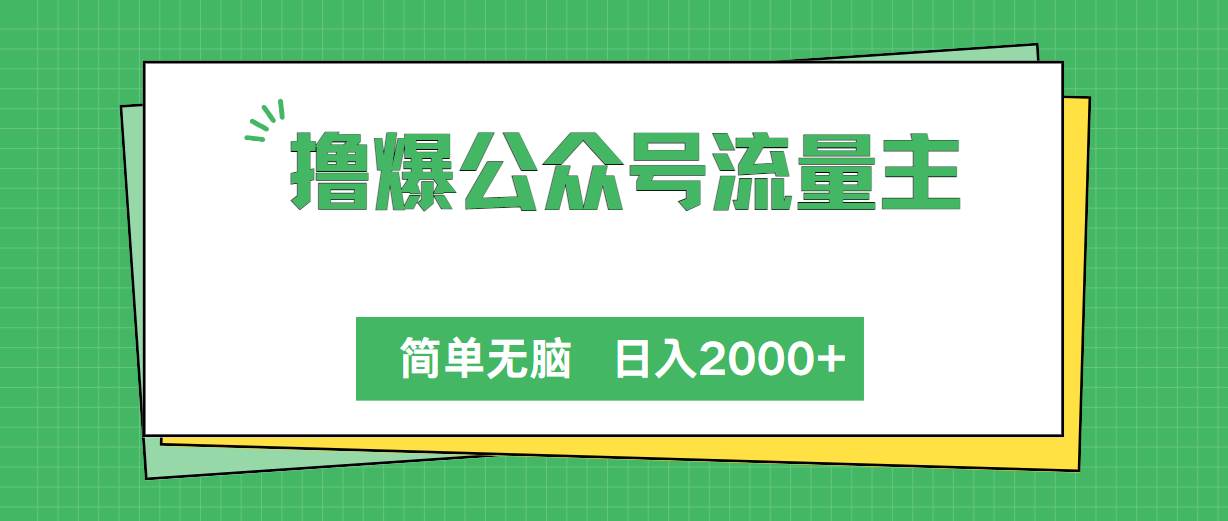 撸爆公众号流量主，简单无脑，单日变现2000+-万利网