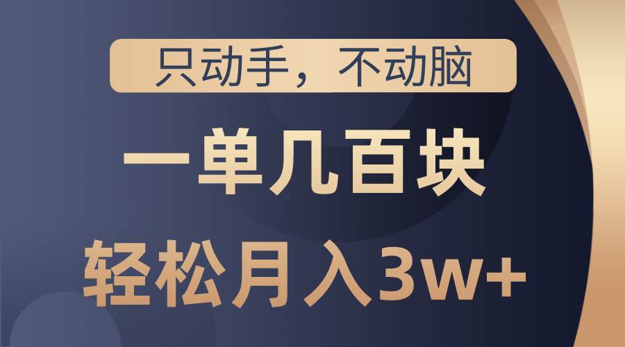 只动手不动脑，一单几百块，轻松月入3w+，看完就能直接操作，详细教程-万利网