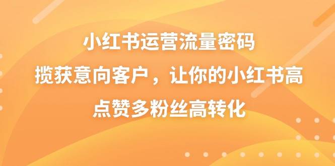 小红书运营流量密码，揽获意向客户，让你的小红书高点赞多粉丝高转化-万利网