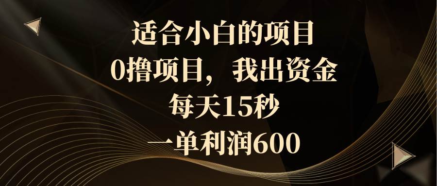适合小白的项目，0撸项目，我出资金，每天15秒，一单利润600-万利网