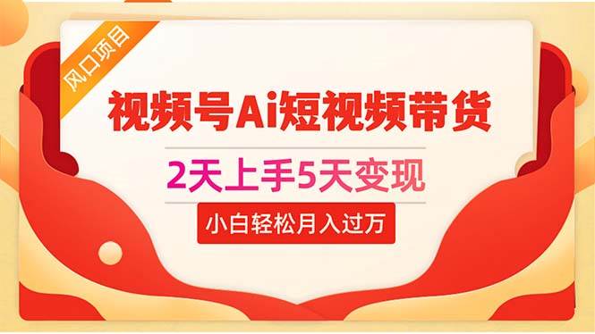 2天上手5天变现视频号Ai短视频带货0粉丝0基础小白轻松月入过万-万利网