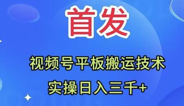全网首发：视频号平板搬运技术，实操日入三千＋-万利网