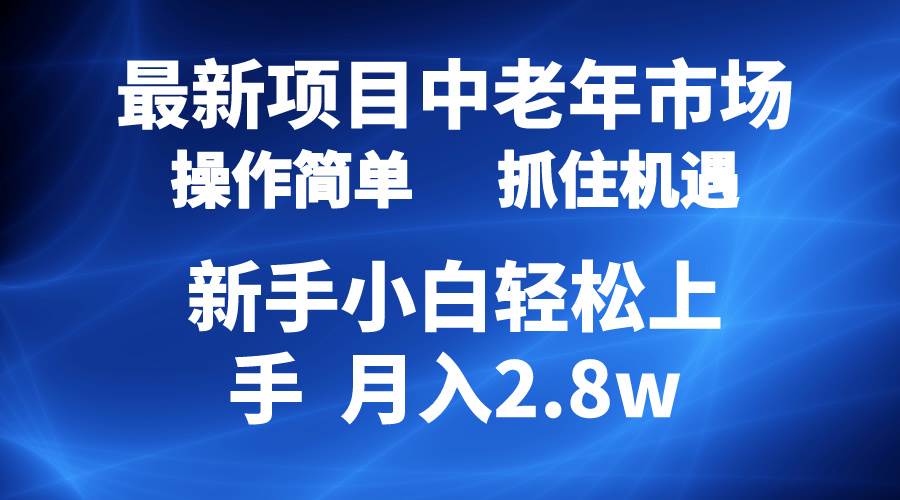 2024最新项目，中老年市场，起号简单，7条作品涨粉4000+，单月变现2.8w-万利网