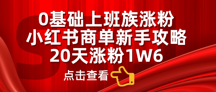 0基础上班族涨粉，小红书商单新手攻略，20天涨粉1.6w-万利网