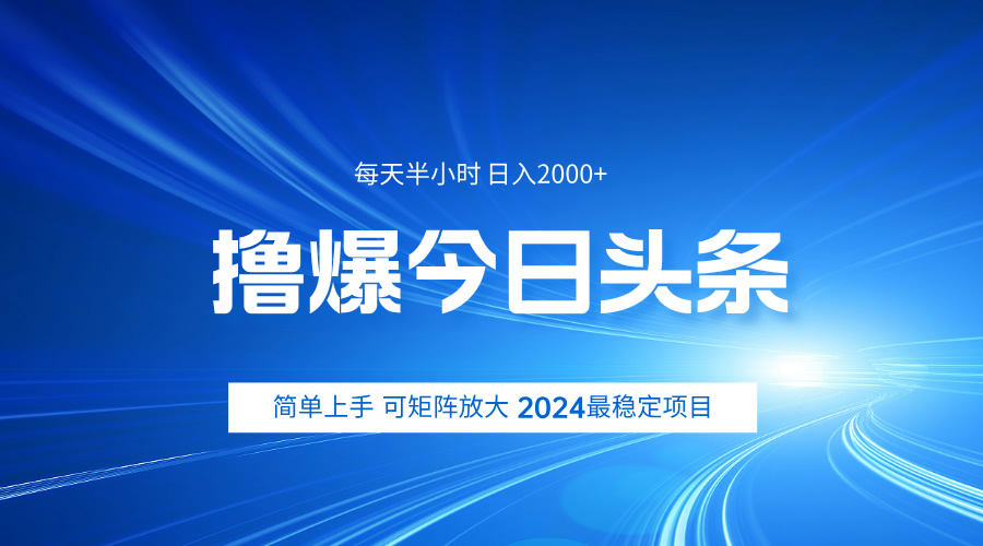 撸爆今日头条，简单无脑日入2000+-万利网