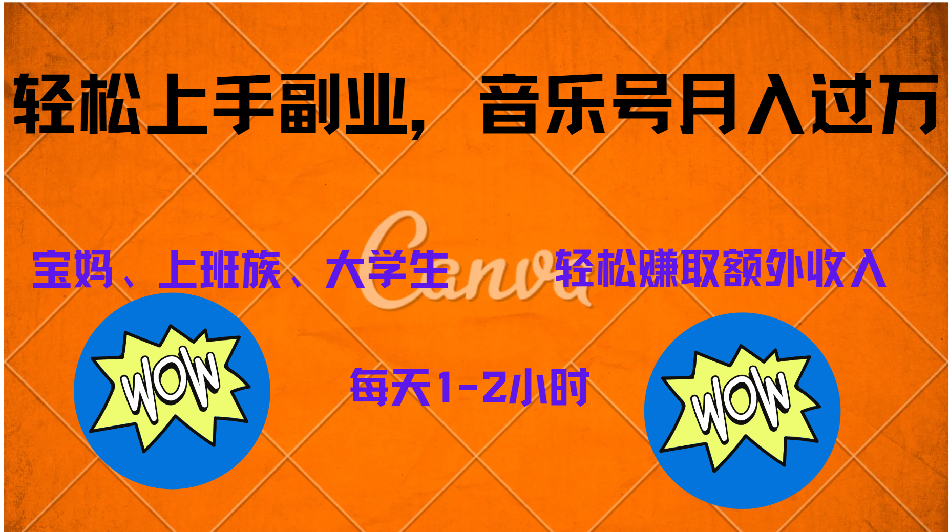 中视频音乐号，纯原创每天1-2小时，保底月入过W-万利网