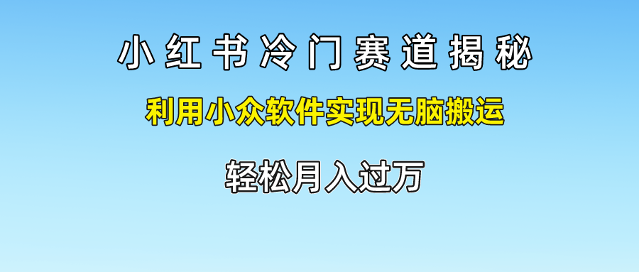 小红书冷门赛道揭秘,轻松月入过万，利用小众软件实现无脑搬运，-万利网