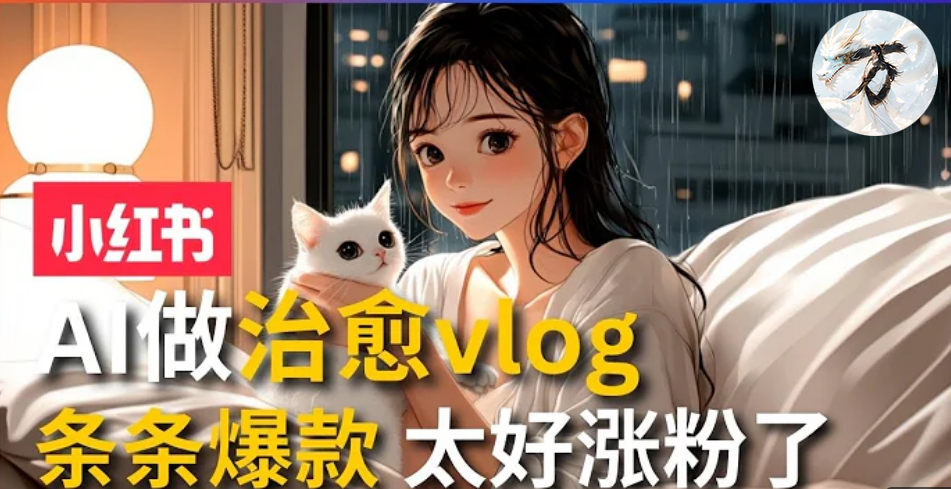 AI治愈系vlog动画视频，小红书7天 涨粉破千，商单报价1500+，0成本制作，日入2000+，有手就会 -万利网