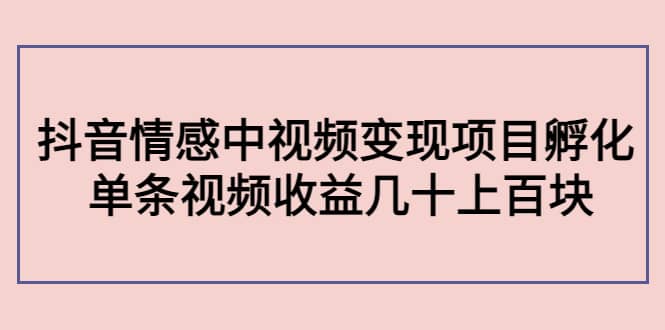 抖音情感中视频变现项目孵化-万利网