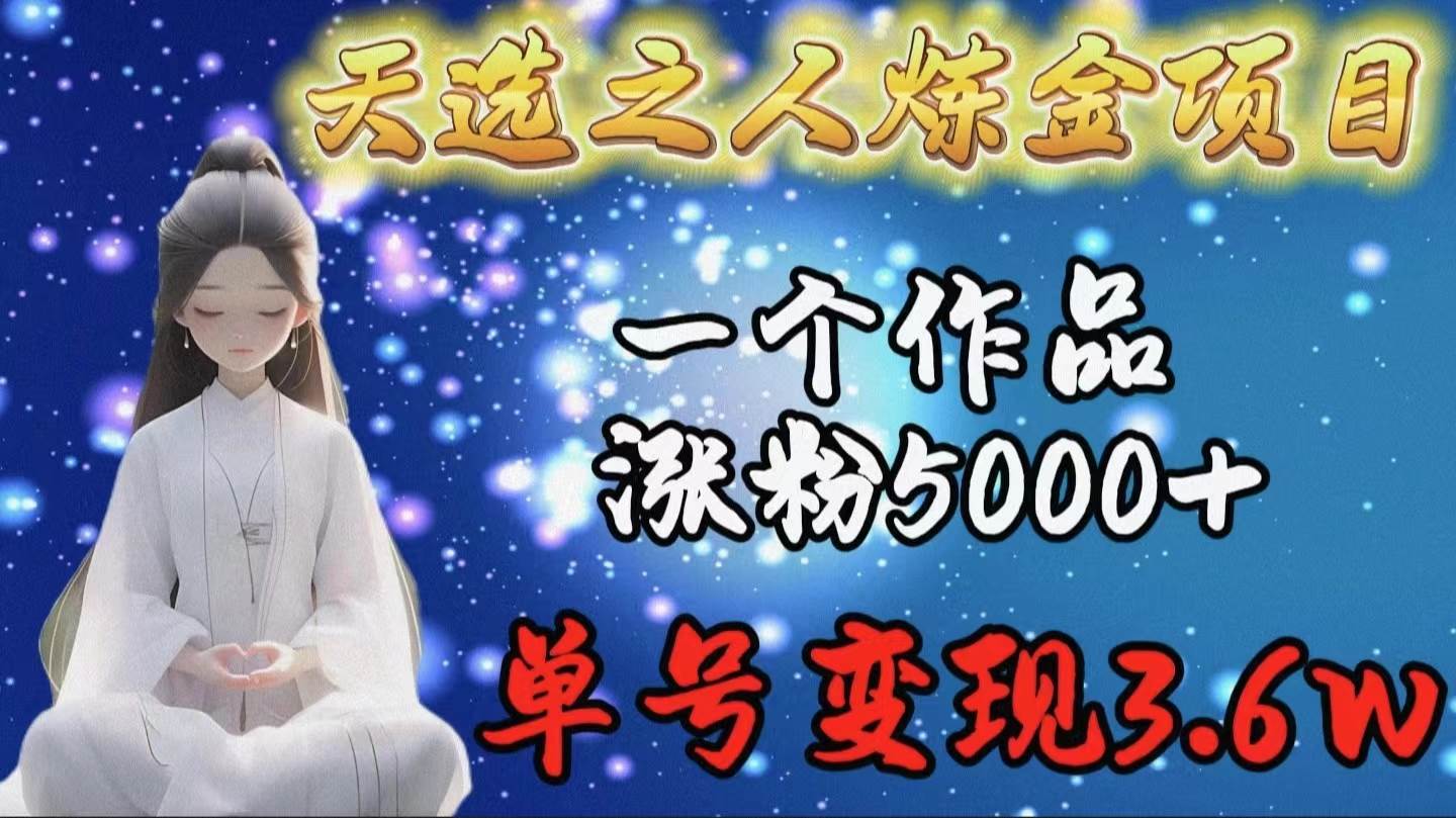天选之人炼金项目，一个作品涨粉5000+，单号变现3.6w-万利网