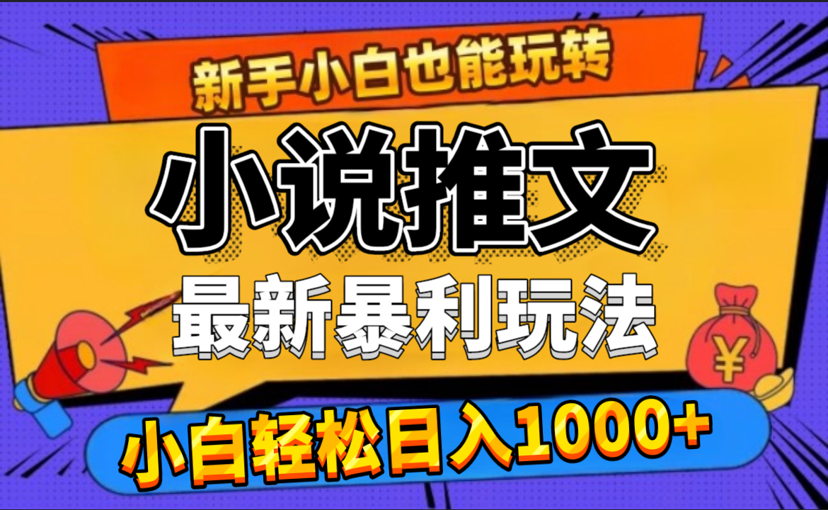 24年最新小说推文暴利玩法，0门槛0风险，轻松日赚1000+-万利网