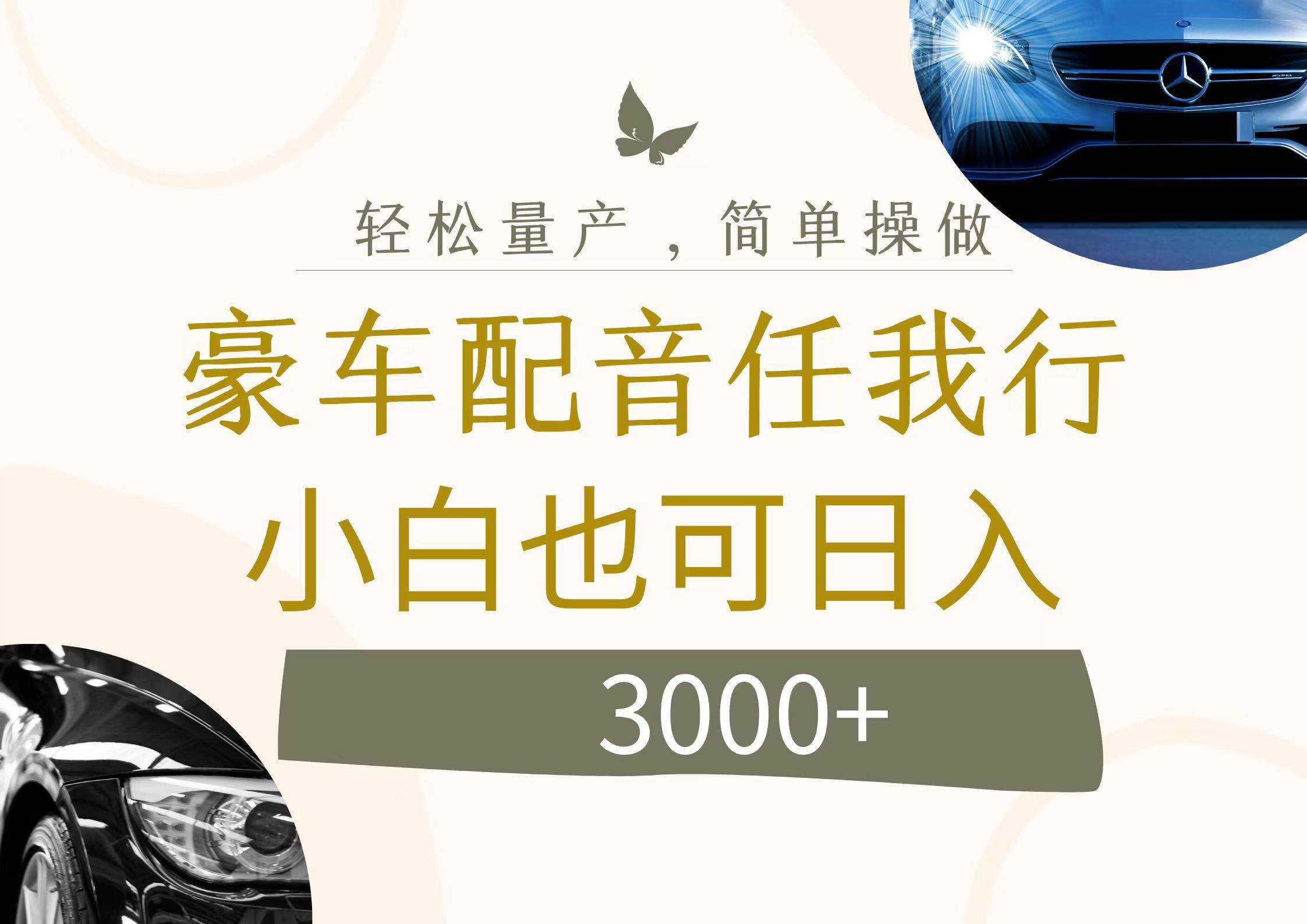 不为人知的暴力小项目，豪车配音，日入3000+-万利网