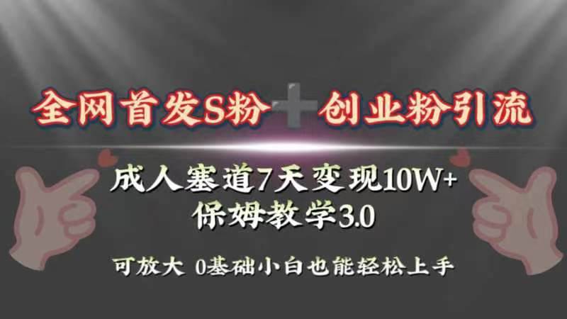 全网首发s粉加创业粉引流变现，成人用品赛道7天变现10w+保姆教学3.0-万利网