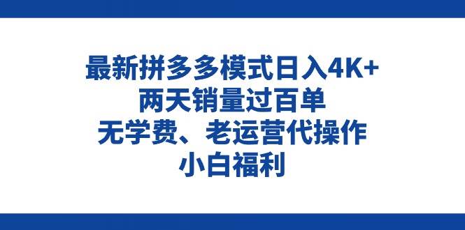 拼多多最新模式日入4K+两天销量过百单，无学费、老运营代操作、小白福利-万利网