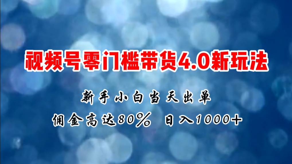 微信视频号零门槛带货4.0新玩法，新手小白当天见收益，日入1000+-万利网