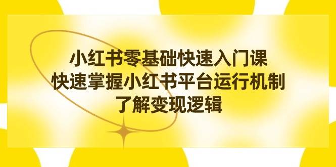 小红书0基础快速入门课，快速掌握小红书平台运行机制，了解变现逻辑-万利网