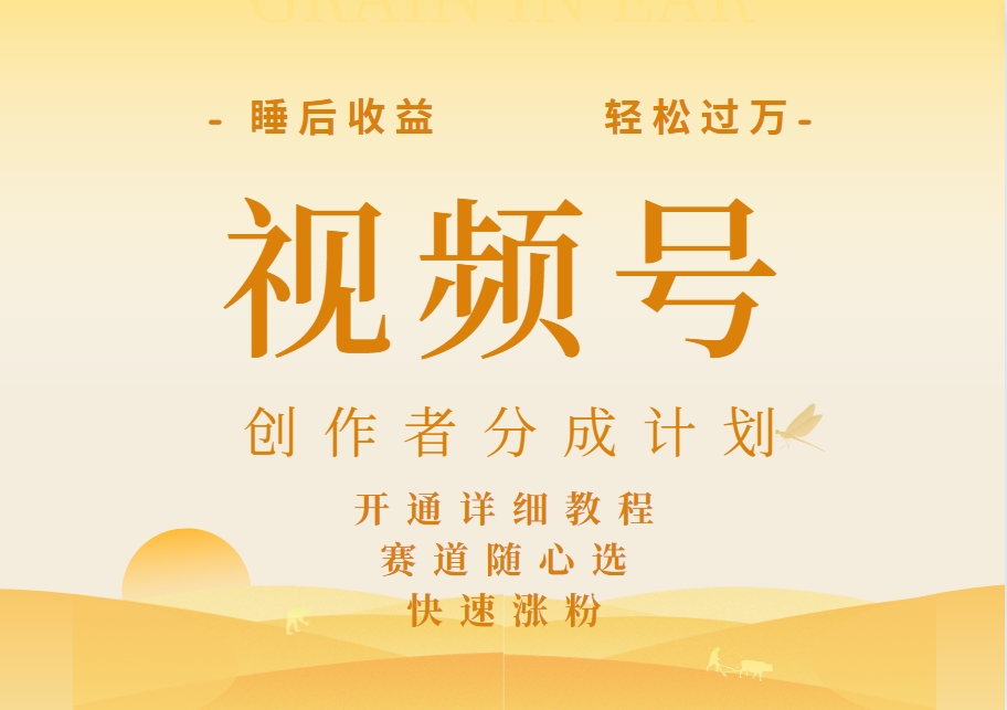 详解视频号创作者分成计划，暴力起号，可同步多平台，实现睡后收入2W+，看懂即可操作！-万利网