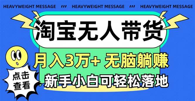 淘宝无人带货3.0高收益玩法，月入3万+，无脑躺赚，新手小白可落地实操-万利网
