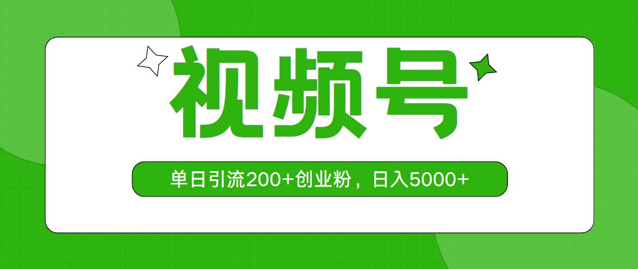 视频号，单日引流200+创业粉，日入5000+-万利网