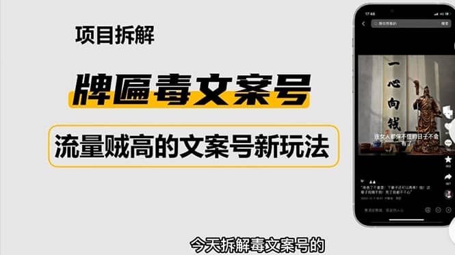 2023抖音快手毒文案新玩法，牌匾文案号，起号快易变现-万利网