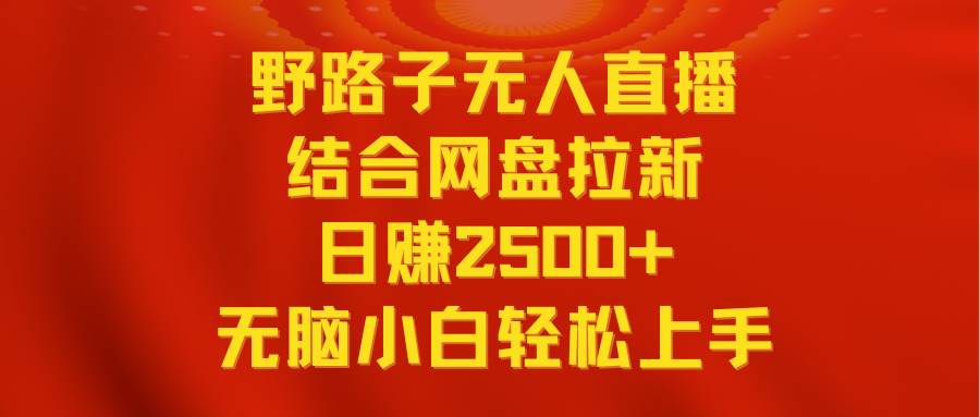 无人直播野路子结合网盘拉新，日赚2500+多平台变现，小白无脑轻松上手操作-万利网
