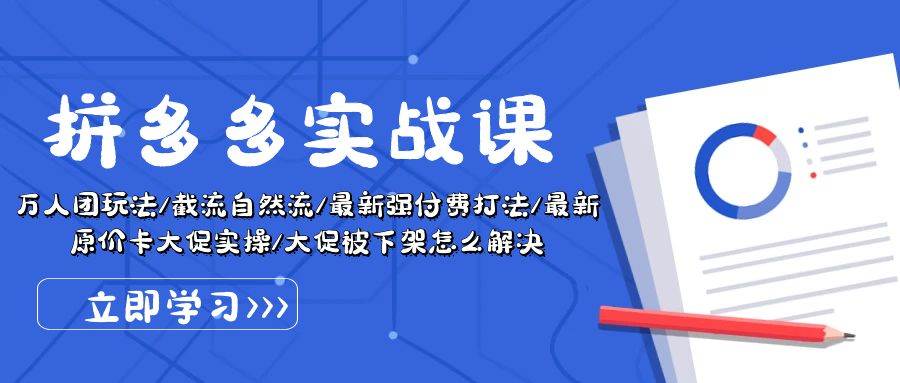 拼多多·实战课：万人团玩法/截流自然流/最新强付费打法/最新原价卡大促..-万利网