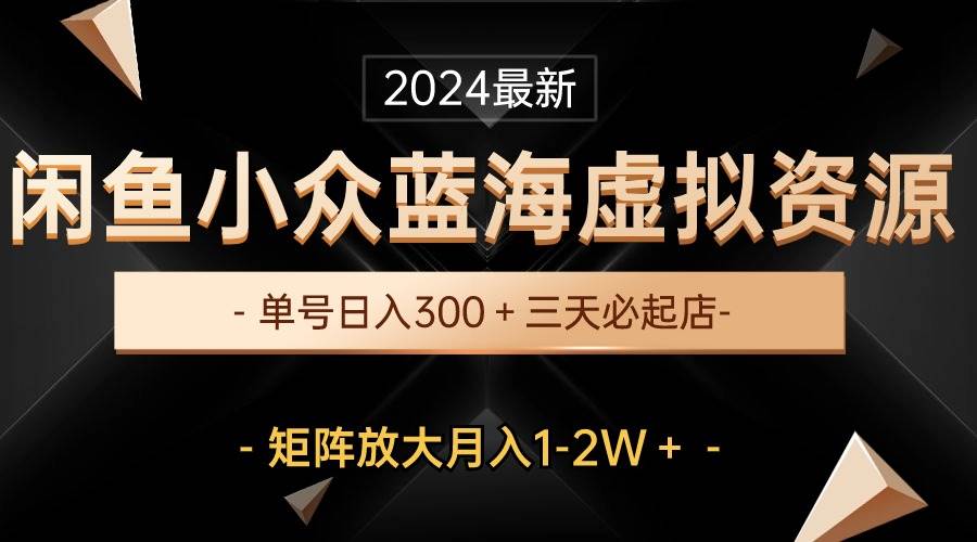 最新闲鱼小众蓝海虚拟资源，单号日入300＋，三天必起店，矩阵放大月入1-2W-万利网