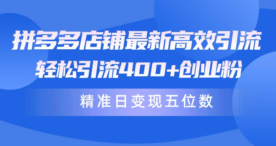 拼多多店铺最新高效引流术，轻松引流400+创业粉，精准日变现五位数！-万利网