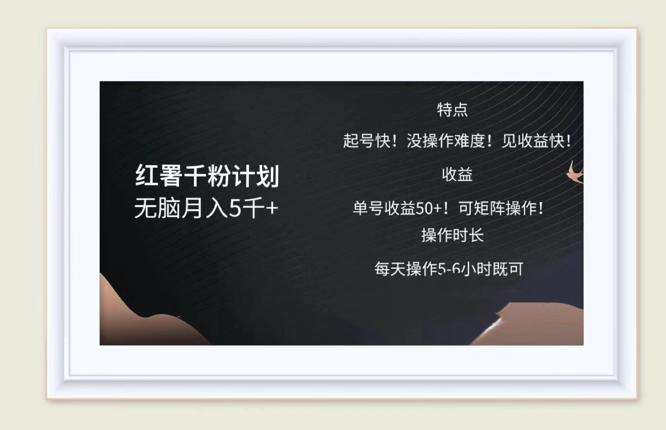 红薯千粉计划无脑月入5千➕！既做既赚！-万利网