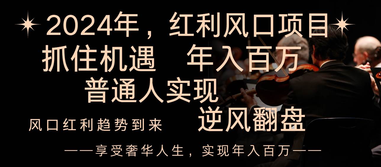 2024红利风口项目来袭，享受第一波红利，逆风翻盘普通人也能实现，年入百万-万利网