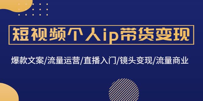 短视频个人ip带货变现：爆款文案/流量运营/直播入门/镜头变现/流量商业-万利网