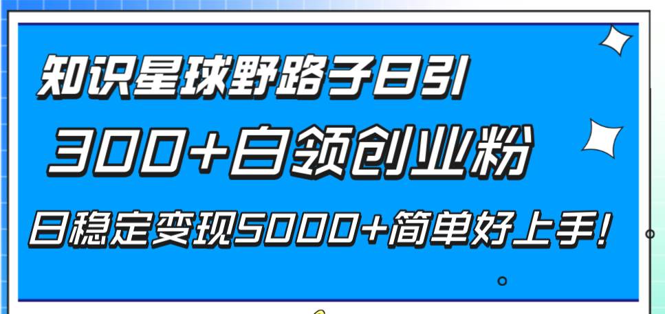 知识星球野路子日引300+白领创业粉，日稳定变现5000+简单好上手！-万利网