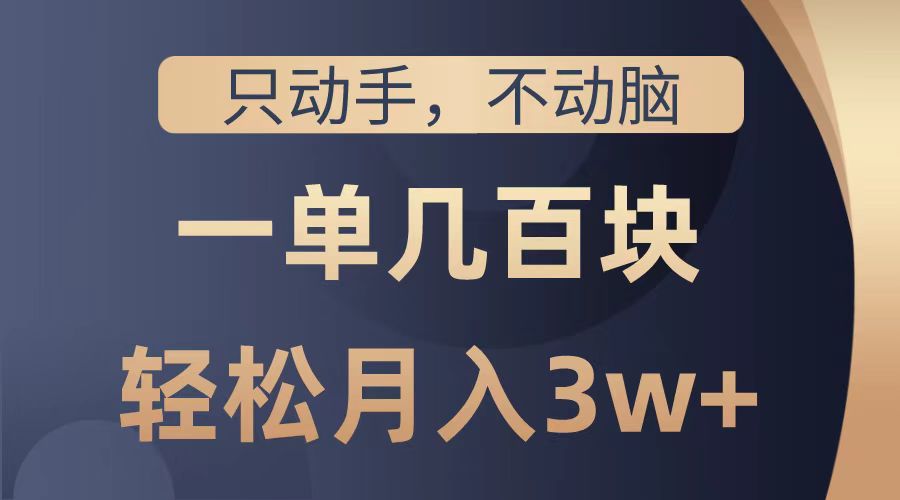 只动手不动脑，一单几百块，轻松月入2w+，看完就能直接操作，详细教程-万利网