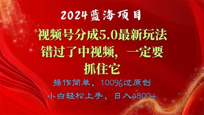2024蓝海项目，视频号分成计划5.0最新玩法，错过了中视频，一定要抓住…-万利网