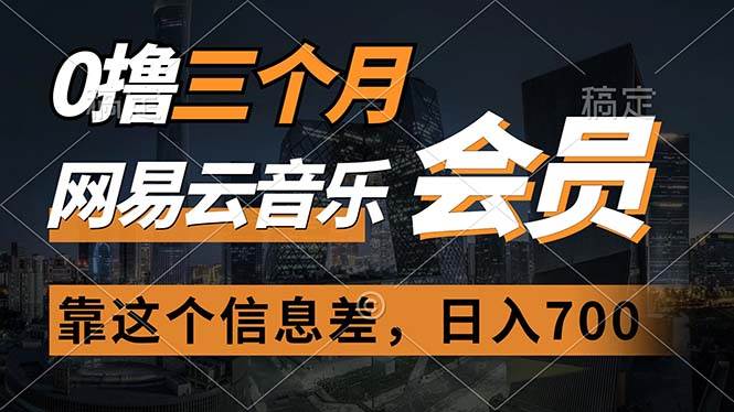 0撸三个月网易云音乐会员，靠这个信息差一天赚700，月入2w-万利网
