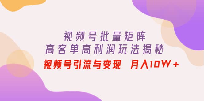 视频号批量矩阵的高客单高利润玩法揭秘-万利网