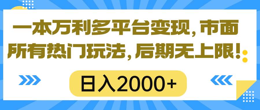 一本万利多平台变现，市面所有热门玩法，日入2000+，后期无上限！-万利网